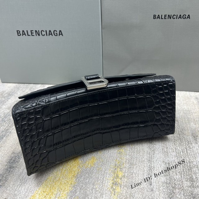 Balenciaga專櫃爆款新色鱷魚紋S號Hourglass沙漏包 巴黎世家頂級原單手提肩背包 款號：8895 fyj1223